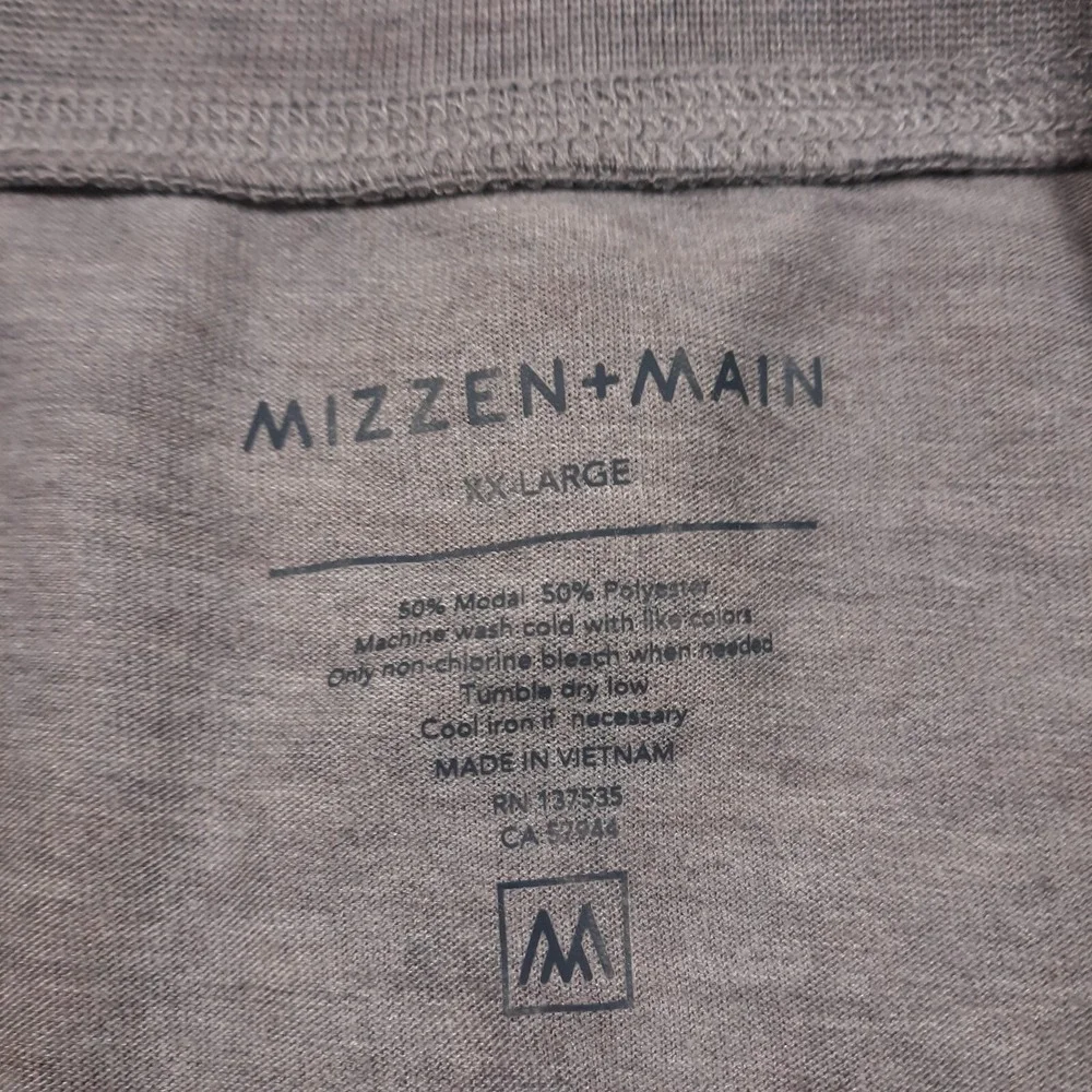 Mizzen + Main Sweater Mens 2XL Henley Neck Gray Pullover Modal Blend
